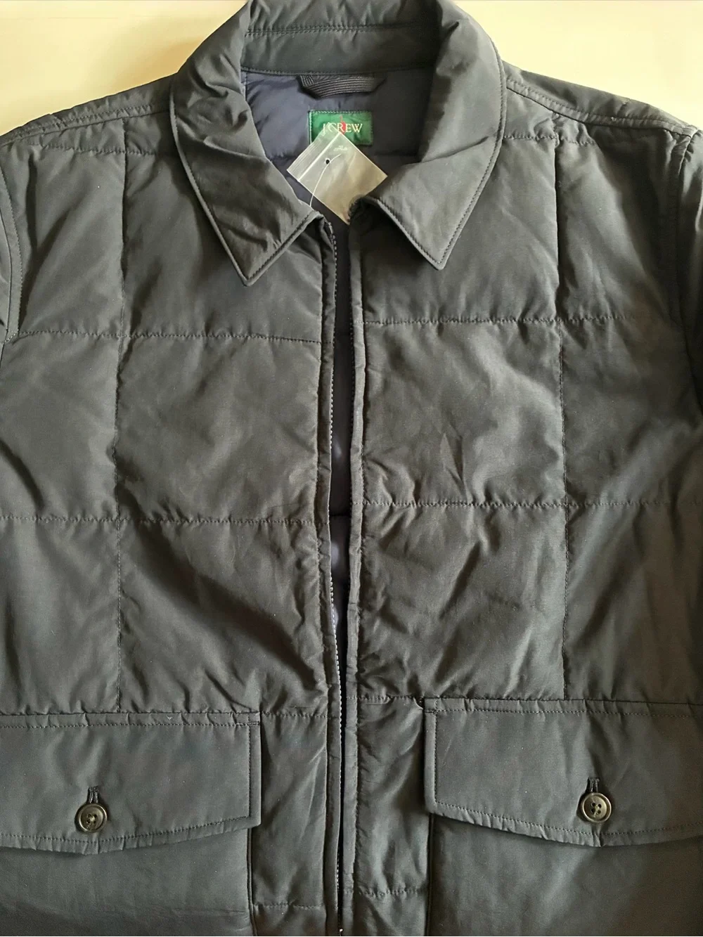 J. Crew Black Quilted Zip-Front Puffer Jacket